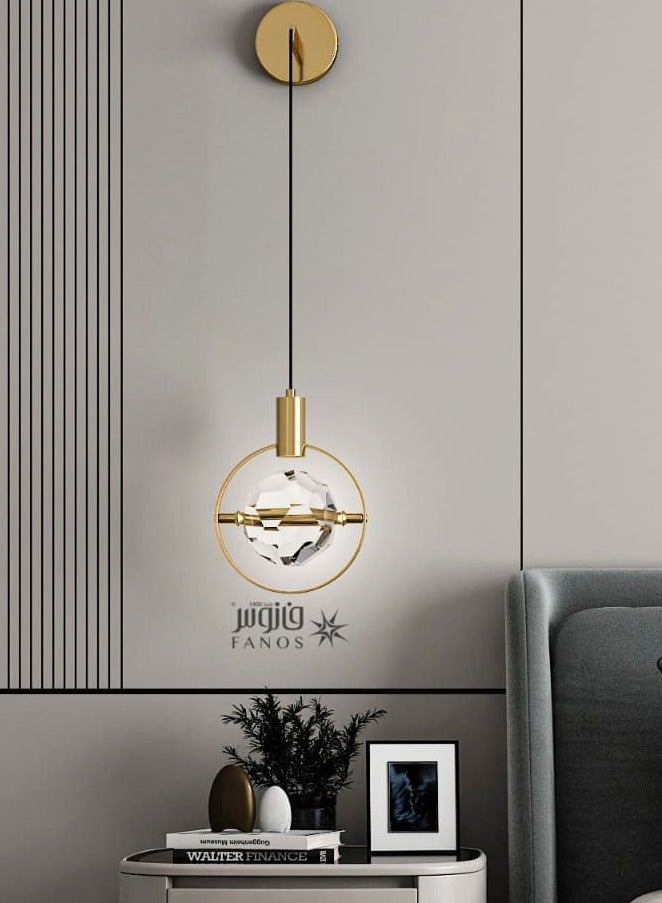 يوكاندل 3قطع من  إنارة جدار معلقة ذهبي كريستال - Image 1