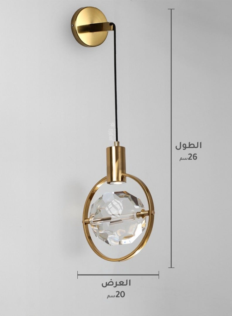 يوكاندل 3قطع من  إنارة جدار معلقة ذهبي كريستال - Image 2