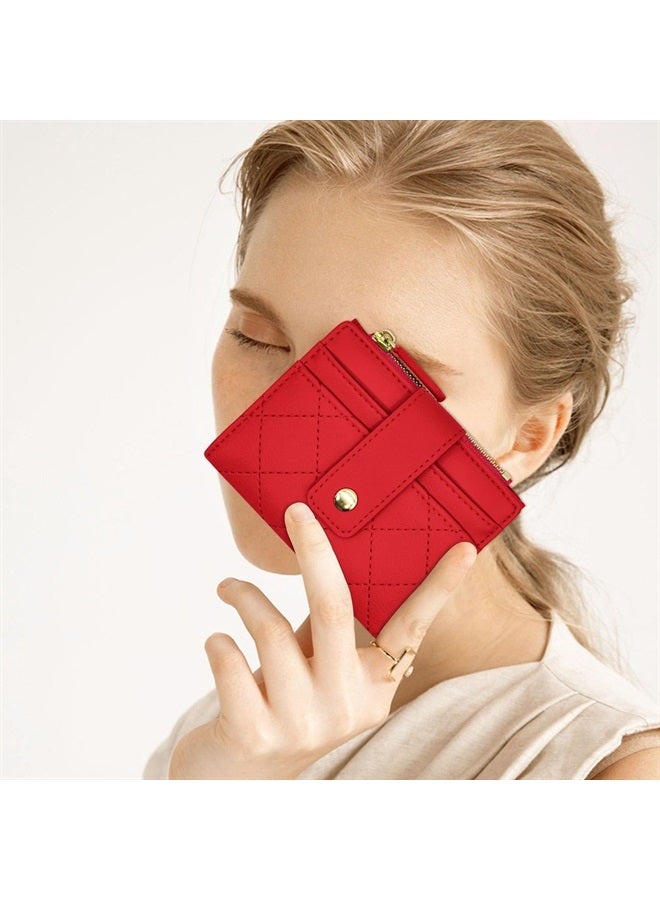 YINHEXI Wallet for Women, Womens Wallet Card Holder, Small Bifold RFID Blocking Purse, Cute Small Leather Pocket Wallet for Women, Girls, Ladies Mini Short Purse (Garnet Red)  - Image 4