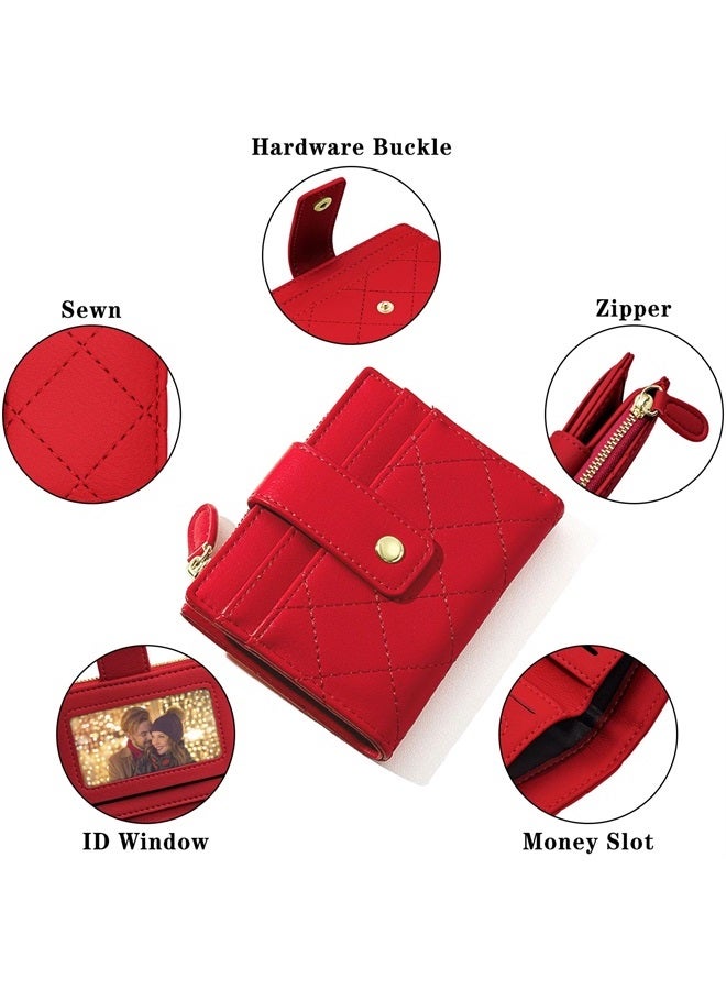 YINHEXI Wallet for Women, Womens Wallet Card Holder, Small Bifold RFID Blocking Purse, Cute Small Leather Pocket Wallet for Women, Girls, Ladies Mini Short Purse (Garnet Red)  - Image 2