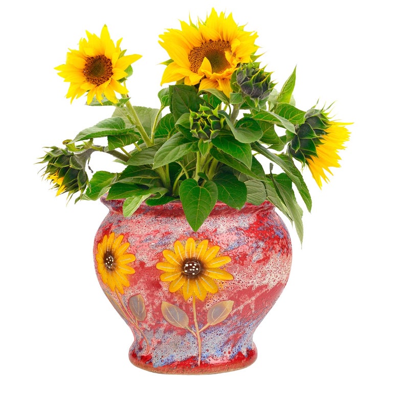 Sungmor Ceramic Hand Painted Succulent Flower Pots, 9 Inch Large Pottery Pots for Indoor Outdoor Plants, Decorative Ceramic Vase for Flower Arrangement Home Decor, Vintage Centerpieces Flowerpot - Image 1