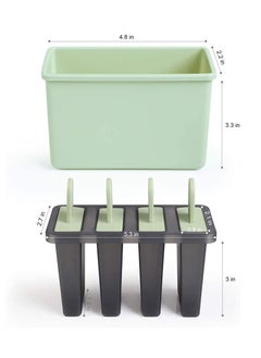 KASTWAVE Popsicle Molds Sets 8 Ice Pop Makers Reusable Cream Mold Dishwasher Safe Durable DIY Popsicles Tray Holders with Silicone Funnel Cleaning Brush Kitchen Supplies Beige and Green  - Image 2
