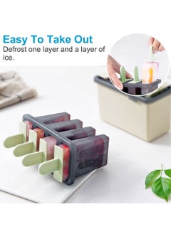 KASTWAVE Popsicle Molds Sets 8 Ice Pop Makers Reusable Cream Mold Dishwasher Safe Durable DIY Popsicles Tray Holders with Silicone Funnel Cleaning Brush Kitchen Supplies Beige and Green  - Image 3