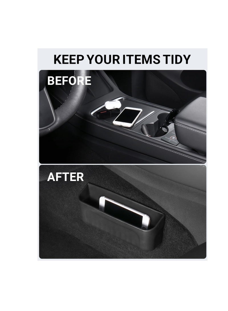 Center Console Organizer for Tesla Model Y Model 3 Model S Model X, Tesla Accessories, Silicone Storage Box for Glasses, Key, Card Case, Phone, Tesla Interior Accessories, Black - Image 2