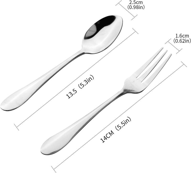 JIAKAI 12pcs Stainless Steel Tea Dinner Server Spoon and Cake Fruit Forks Kitchen Accessory Wedding Party for Dessert, Salad, Appetizer, Cocktail(6 Forks + 6 Spoons) - Image 2