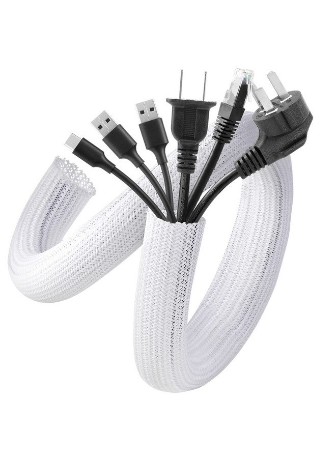 إيه جي بي تك غطاء كابل أبيض من AGPTEK، قطعتان من منظم الأسلاك بطول 5 أقدام - 1.2 بوصة تحت المكتب، غطاء سلك الكمبيوتر المنزلي، غطاء حماية الأسلاك، يحمي القطط والكلاب الأليفة من المضغ، أبيض - Image 1