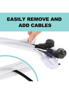 AGPtek AGPTEK White Cable Sleeve Cover, 2 Pack 5ft - 1.2 inch Cord Management Wire Organizer Under Desk, Home Office Computer Wire Cover Hider Cord Protector, Protect Pet Cat Dog from Chewing, White  - Image 4