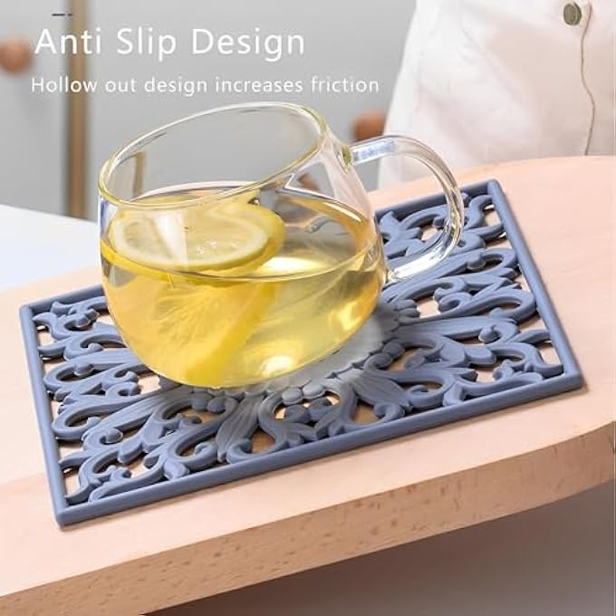 TERRIFI 3 Pcs Square Pan Protectors Hollowed Out Anti Scald Silicone Trivet 3 Patterns Anti Slip Iron Pot Pads Not Easily Deformed Pan Dividers Suitable For Flat Bottomed Pans Tableware And Coasters - Image 5