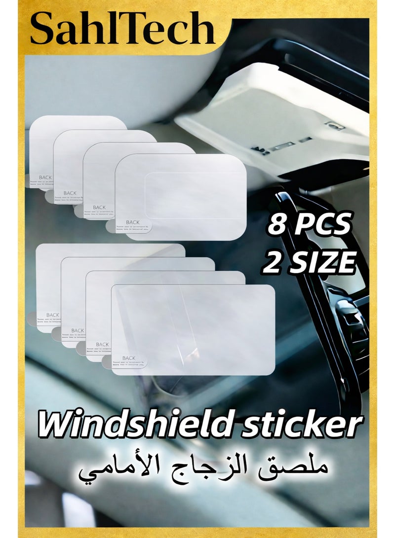 SahlTech 8PCS Dash Cam Static Cling Stickers, Clear Windshield Electrostatic Film with Double-Sided Adhesive Pads for Car Mount - Image 1