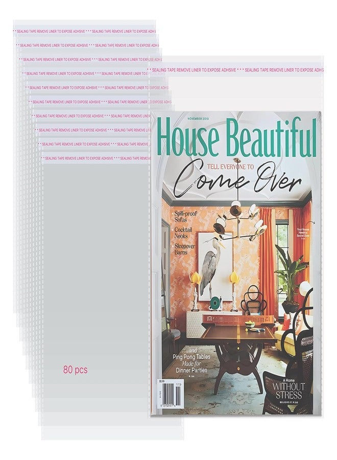 TORISING Magazine Protectors Clear Plastic Magazine Sleeves 80PCS 9.25 X 11.8 Cellophane Bags 9 Silk Thick Resealable Protective Storage Display for Guides Documents Photos (9.25 x 11.8 Inch) - Image 1