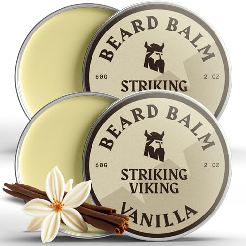 Striking Viking Striking Viking Beard Balm for Men  Light Hold Vanilla 2 Oz Pack of 2  Leavein Beard Conditioner with Shea Butter Tea Tree Argan  Jojoba Oil  Shape  Moisturize Coarse Dry Facial Hair