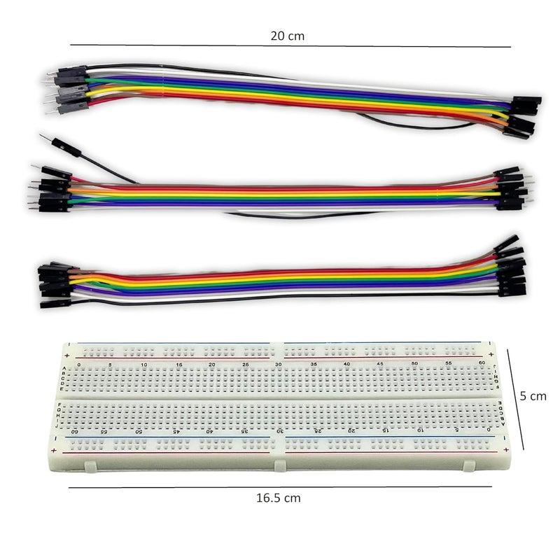 OSFT 830 Point Breadboard with Jumper Wire Kit | 10 Male-to-Male, 10 Female-to-Female, 10 Male-to-Female Dupont Cables | Prototype Board for Arduino, Raspberry Pi & DIY Electronics Projects - Image 2