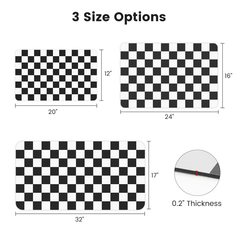 Yinoos 12" x 20" Checkered Dish Drying Mat for Kitchen Counter, Absorbent Coffee Bar Mat for Espresso Machine Coffee Countertops Accessories (Black) - Image 2