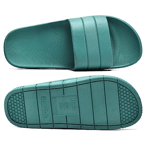 clootess Shower Slide Shoes for Men and Women Home Sandal Bath Slipper Indoor House Pool College Dorm Non-Slip Turquoise 42.43 - Image 3