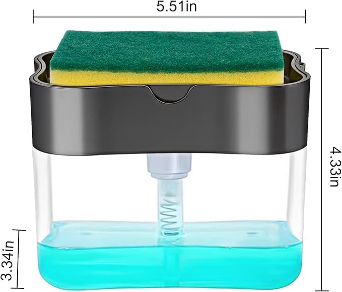 PARSE PERSONAL CARE 2 in 1 Soap Dispenser for Bathroom Accessories Dishwasher Liquid Holder Liquid Dispenser Pump 400 ML with Sponge Holder Kitchen Sink Accessories Items - Image 4
