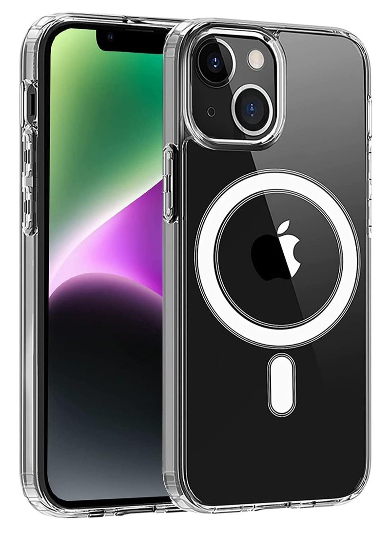 MIGOFAST Magnetic Clear Back Designed for iPhone 14 Plus Clear Phone Case Compatible with Magsafe, Slim Protective Cover  - Image 1