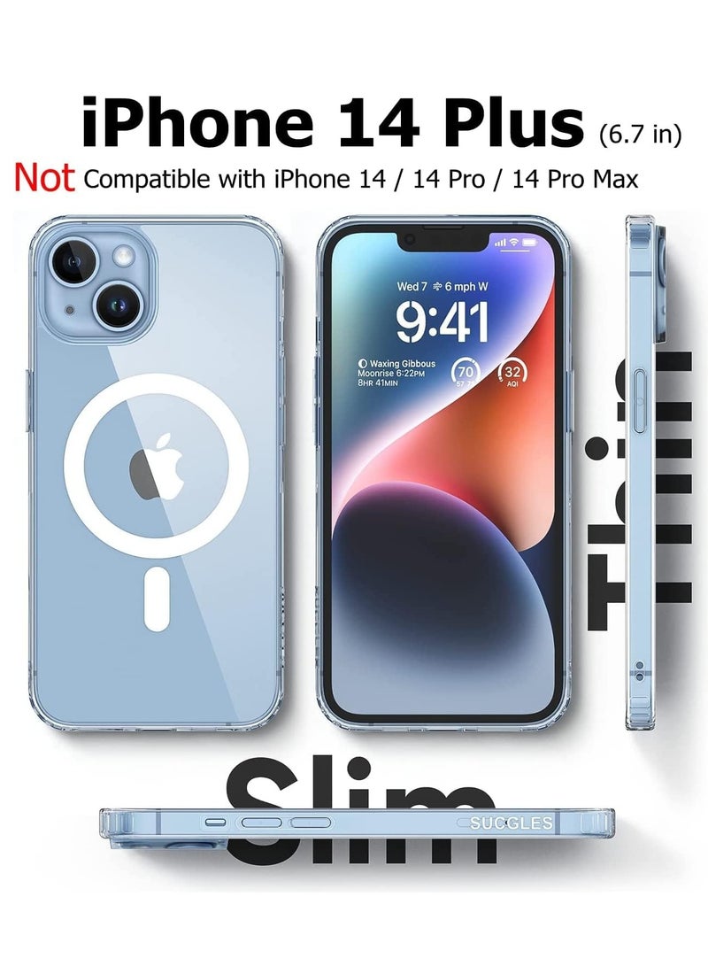 MIGOFAST Magnetic Clear Back Designed for iPhone 14 Plus Clear Phone Case Compatible with Magsafe, Slim Protective Cover  - Image 2