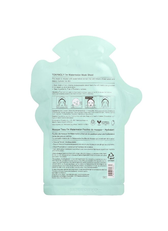 Tony Moly TonyMoly, I'm Watermelon, Hydrating Beauty Mask Sheet, 1 Sheet, 0.74 oz (21 g)  - Image 2