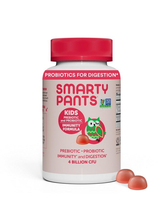 سمارتي بانتس حلوى SmartyPants Kids Probiotic Immunity Gummies: بريبيوتيك وبروبيوتيك لدعم المناعة وراحة الجهاز الهضمي، كريمة الفراولة، فيتامينات نباتية، 60 قطعة، إمداد لمدة 30 يومًا، لا يتطلب تبريدًا - Image 1