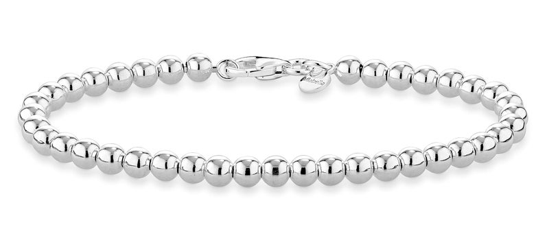 Miabella 925 Sterling Silver Italian Handmade 4mm Bead Ball Strand Chain Bracelet for Women 6.5, 7, 7.5, 8 Inch Made in Italy (7.00 Inches) - Image 1