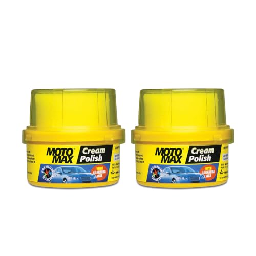Motomax Cream Polish (60 gm),Pack of 2, with Carnuba Wax|Clean Polish Shine Cars, Bike, Motorcycle| Long term Protection from pollutant, rain water repellant |Shine painted, plastic and metal surfaces - Image 1