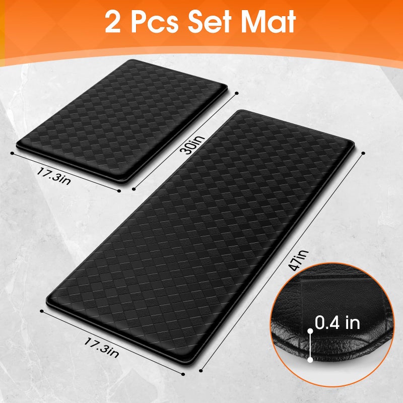 TranquilRelax Kitchen Mats, 2PCS Kitchen Rugs, Cushioned Anti Fatigue Kitchen Mats for Floor, Non-Slip Standing Sink Mat, Waterproof Kitchen Rug Set for Kitchen Floor Office,17.3"Ã—30"+17.3"Ã—47" Black - Image 2