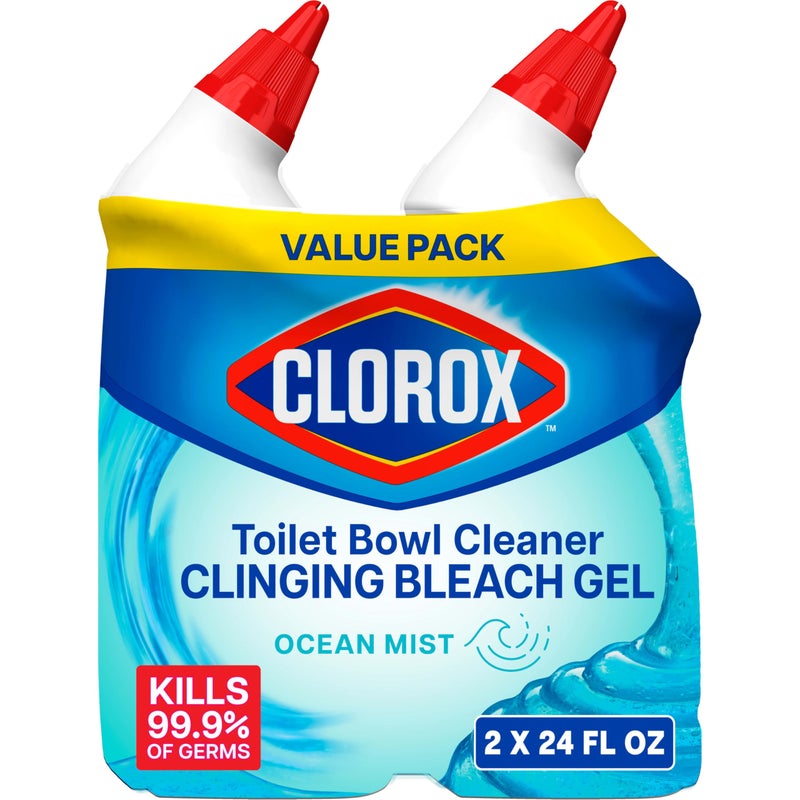 CLOROX Toilet Bowl Cleaner Clinging Bleach Gel, Ocean Mist, 24 Fl Oz, Pack of 2 (Package May Vary) - Image 1