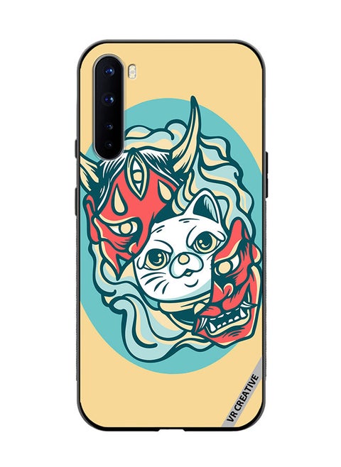 Protective Case Cover For OnePlus Nord Cat In Mask Design Multicolour