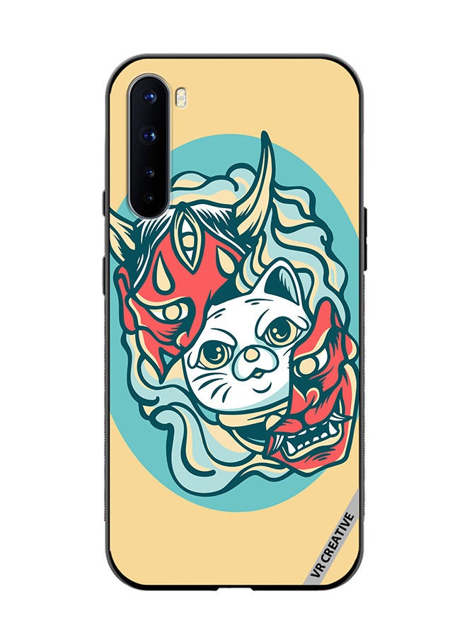 Protective Case Cover For OnePlus Nord Cat In Mask Design Multicolour