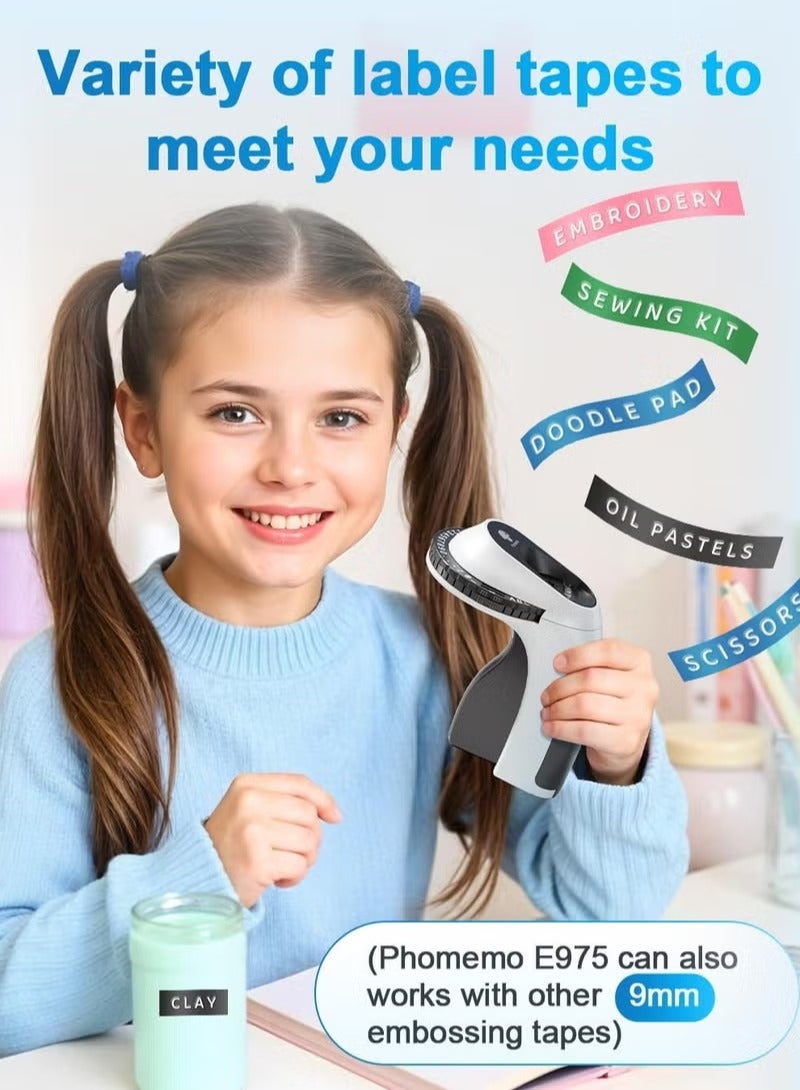 فوميمو صانع ملصقات ثلاثية الأبعاد مع 6 لفات من الملصقات، صانع ملصقات يدوي عتيق، ملصق عتيق، مقاوم للماء للمنزل والمكتب والأطفال، صناعة يدوية - أسود - Image 4