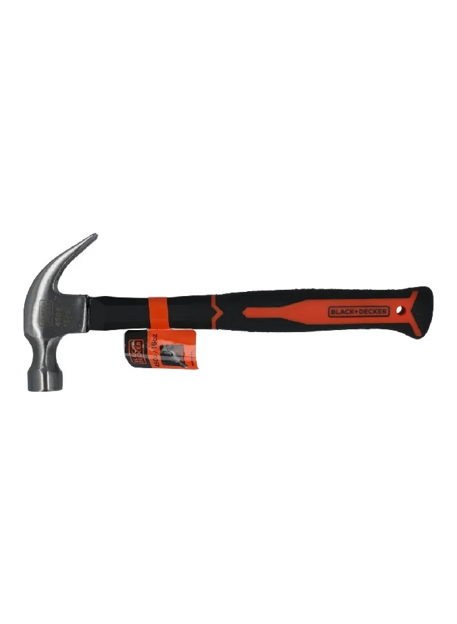 BLACK+DECKER Carbon Steel and Comfortable Claw Hammer Black and Orange 34 x 335 x 135 mm BDHT51396