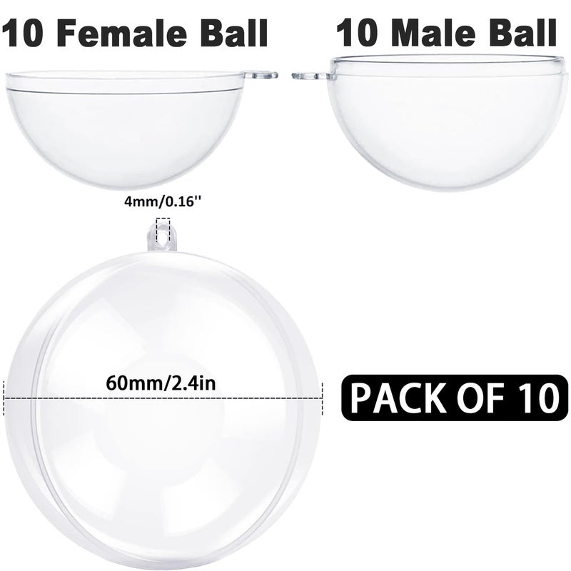 جيشي jishi 10pk زخارف عيد الميلاد البلاستيكية الصافية للحرف اليدوية ملء DIY زخارف عيد الميلاد الكرات 60 ملم الحلي الأكريليك لزخارف شجرة عيد الميلاد معلقة ديكورات عيد الميلاد لوازم المنزل لوازم المنزل - Image 2
