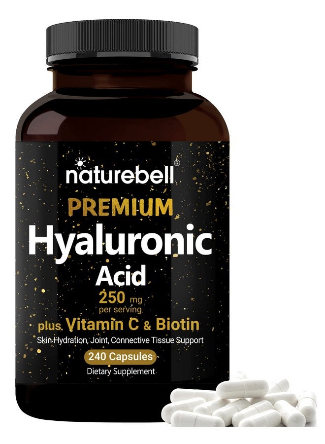NatureBell Hyaluronic Acid Supplements 250mg | 240 Capsules, with Biotin 5000mcg & Vitamin C 25mg, 3 in 1 Support - Skin Hydration, Joint Lubrication, Hair and Eye Health - Image 1