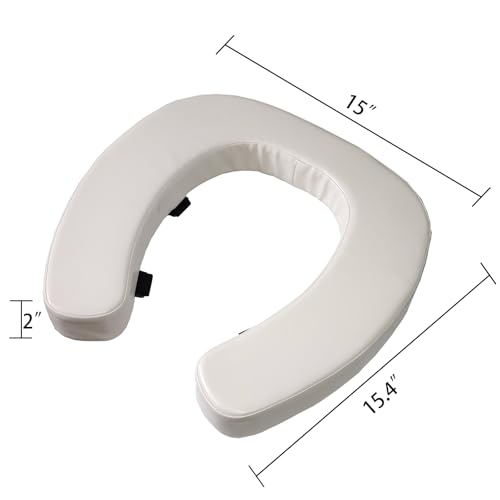 DOMSCIEN Padded Toilet Seat Cushion with 2-Inch High-Density Foam & Waterproof PU Fabric, U-Shape Padded Toilet Cushion - Secure Hook & Loop Tape, Fits Standard/Elongated Toilets (Beige) - Image 2