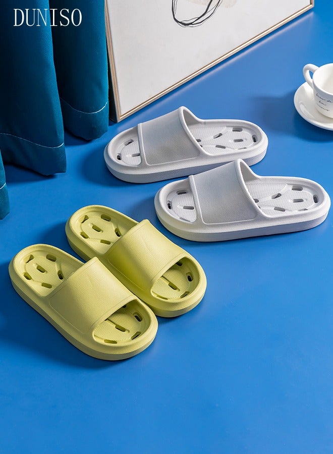 Couple Slippers for Men and Women Quick Drying Slide Sandal with Thick Sole Non-Slip Soft Shower Slippers Open Toe Spa Bath Pool Gym House Sandals for Indoor & Outdoor