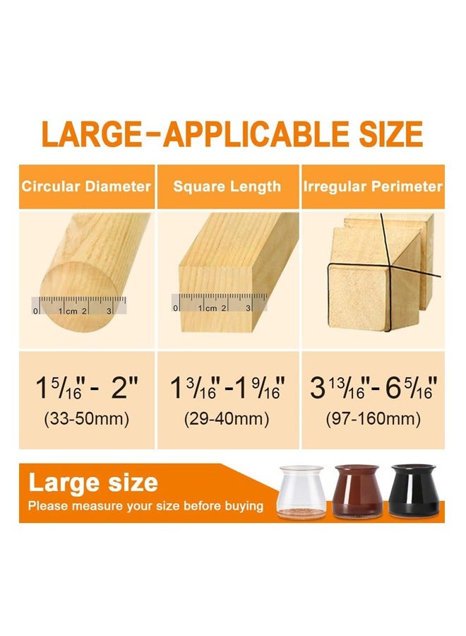 Upgraded silicone chair leg floor protectors for hardwood floors, felt bottom furniture pads, round and square cap covers, non-slip, scratch-able and noise-reducing, transparent, 24 pieces - Image 5