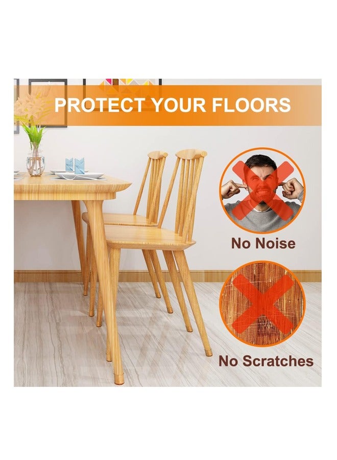 Upgraded silicone chair leg floor protectors for hardwood floors, felt bottom furniture pads, round and square cap covers, non-slip, scratch-able and noise-reducing, transparent, 24 pieces - Image 4