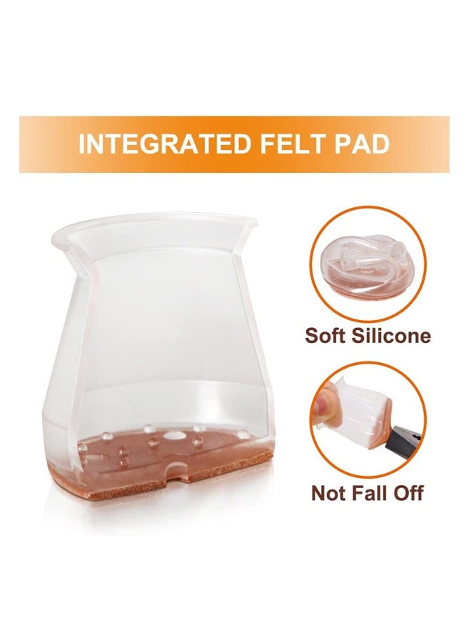 Upgraded silicone chair leg floor protectors for hardwood floors, felt bottom furniture pads, round and square cap covers, non-slip, scratch-able and noise-reducing, transparent, 24 pieces - Image 3