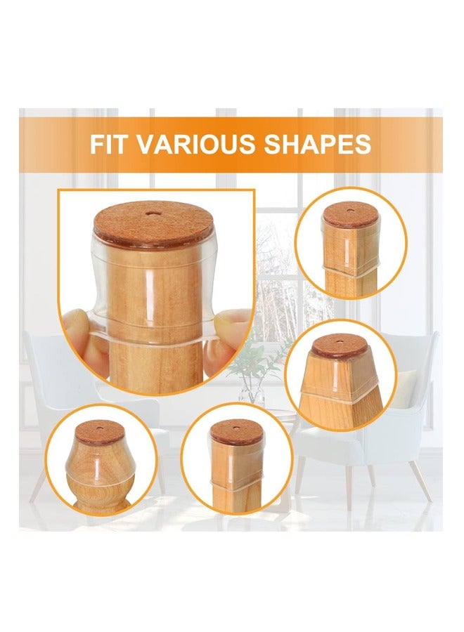 Upgraded silicone chair leg floor protectors for hardwood floors, felt bottom furniture pads, round and square cap covers, non-slip, scratch-able and noise-reducing, transparent, 24 pieces - Image 2