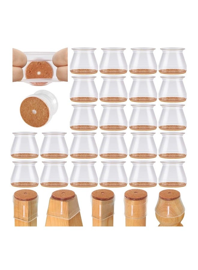 Upgraded silicone chair leg floor protectors for hardwood floors, felt bottom furniture pads, round and square cap covers, non-slip, scratch-able and noise-reducing, transparent, 24 pieces - Image 1