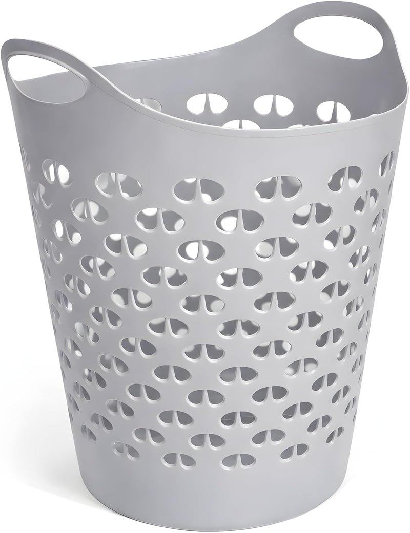 VIO Plastic Laundry Bin, Multi-Purpose Flexible Laundry Storage Basket Hamper, Light Weight and Durable Large Dirty Clothes Organizer Basket with Handles 40 Litres (Grey New) - Image 1