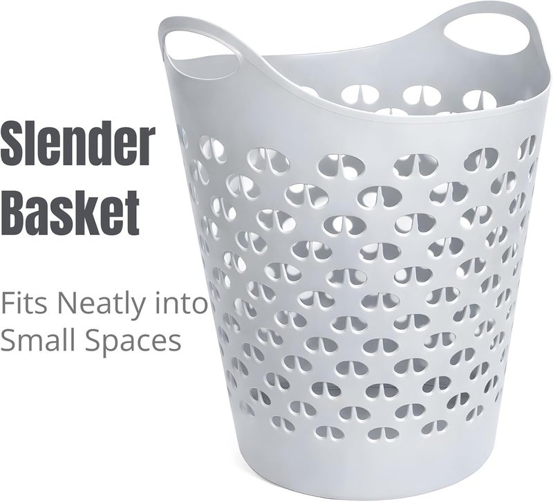 VIO Plastic Laundry Bin, Multi-Purpose Flexible Laundry Storage Basket Hamper, Light Weight and Durable Large Dirty Clothes Organizer Basket with Handles 40 Litres (Grey New) - Image 4