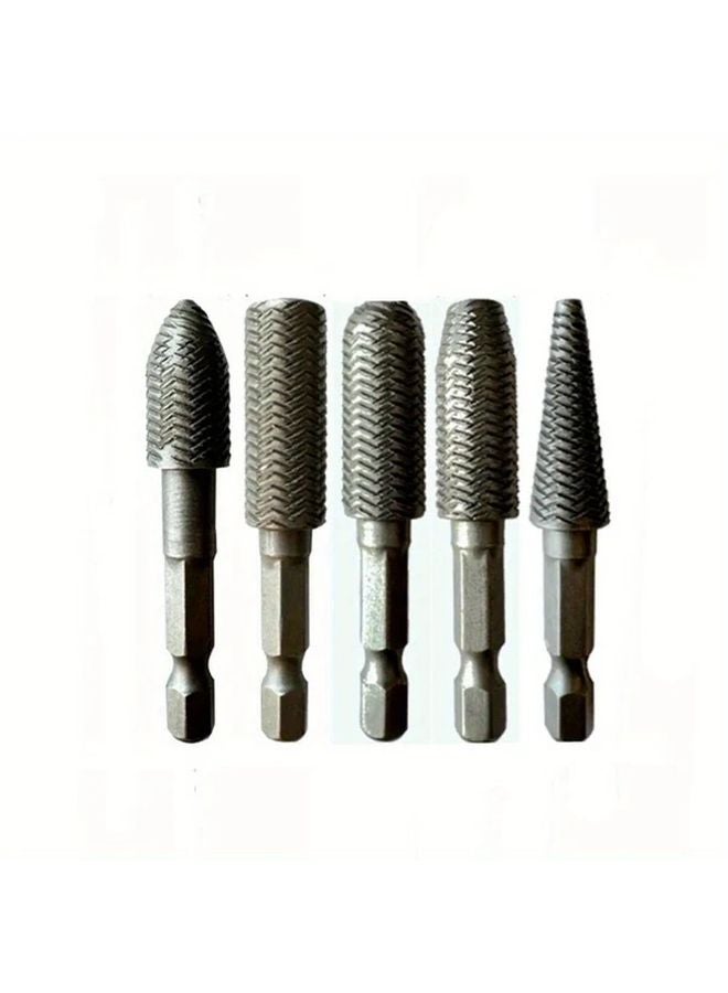5pcs Embossed Steel Rotary File Set Hex Shank Electric Grinding Head Soft Metal Grinding Burr - Image 3