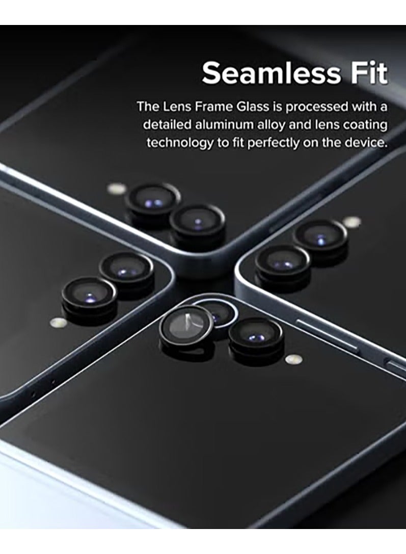 For Samsung Galaxy Z Flip 7 Camera Lens Protector, Individual Tempered Glass Camera Screen Protector Metal Ring Lens Cover for Samsung Galaxy Z Flip 7 , 1 Set (Black)  - Image 4