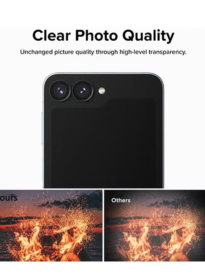 For Samsung Galaxy Z Flip 7 Camera Lens Protector, Individual Tempered Glass Camera Screen Protector Metal Ring Lens Cover for Samsung Galaxy Z Flip 7 , 1 Set (Black)  - Image 5