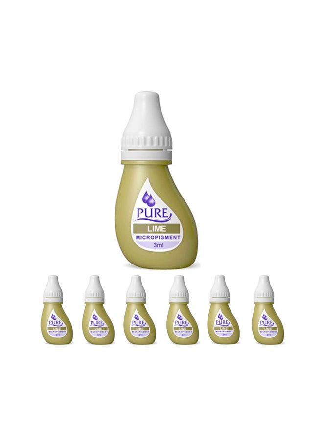 PURE Micro Pigments For Eyebrow Lash No Mixing Eyebrow Pigment For Shading Hair Stroke Lime 3Ml X 6 Bottles - Image 1