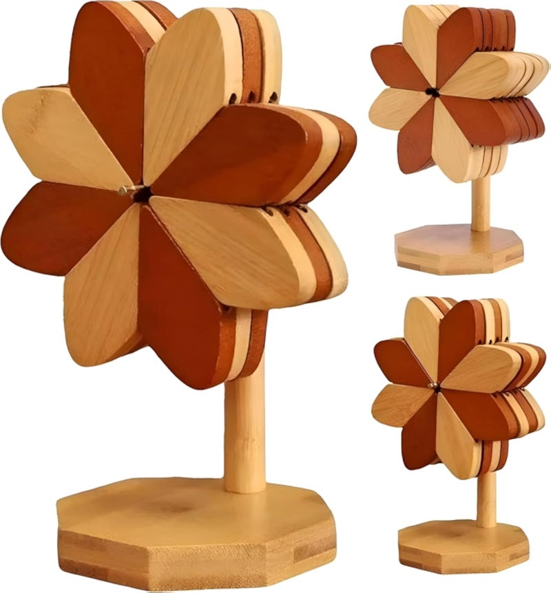 WOODEN RACK SET - Elegant tree molded walnut holders for plates and cups, perfect for drinks and hot pots at home or cafes (3 pcs)