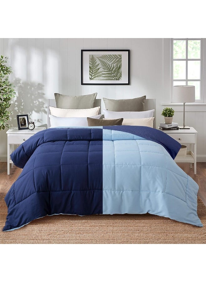 Generic EVOLIVE Fashion Bedding Reversible Comforter (Navy/Light Blue, Queen)  - Image 1