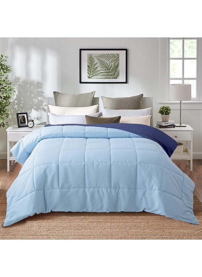 Generic EVOLIVE Fashion Bedding Reversible Comforter (Navy/Light Blue, Queen)  - Image 4