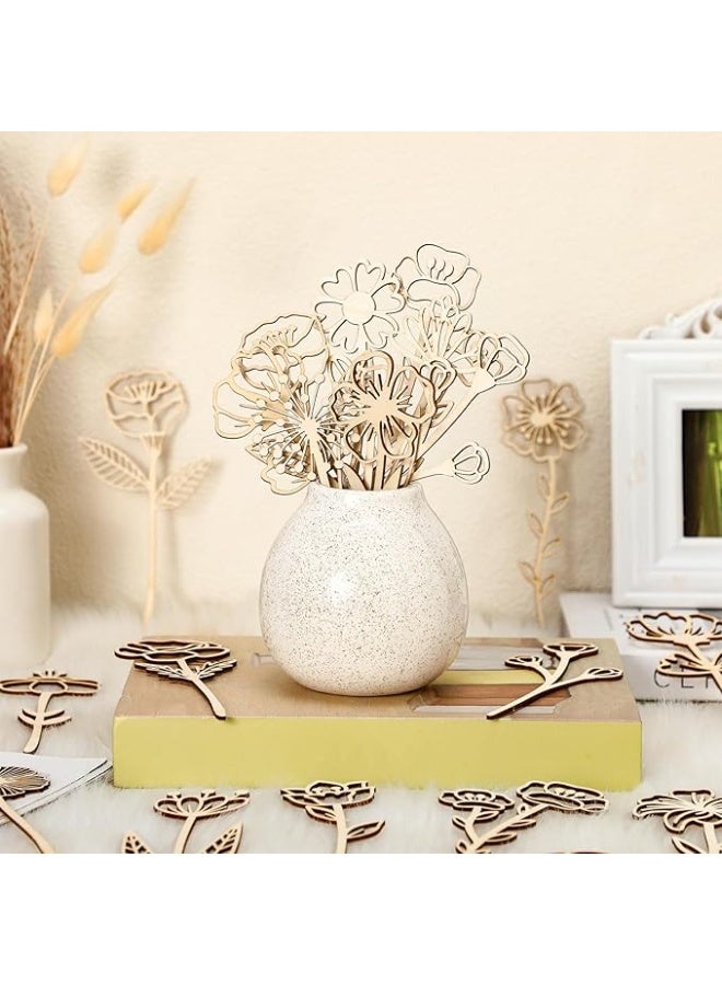 36 Pcs Wooden Wildflower Decor Set Wood Flowers Cutout Signs Wildflowers Stems Laser Cut Flowers for Home Birthday Holiday Art DIY Decoration - Image 5